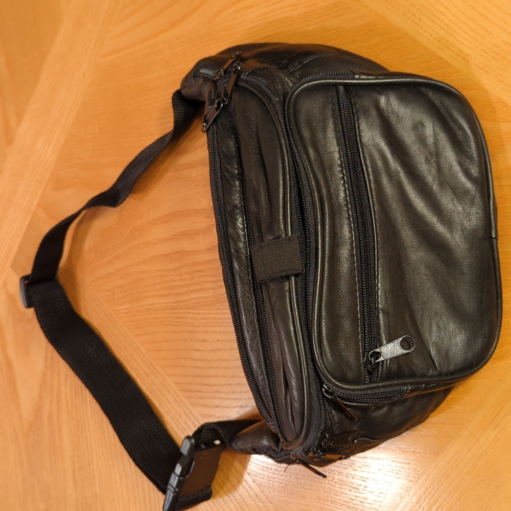 Black Leather Fanny Pack NWOT